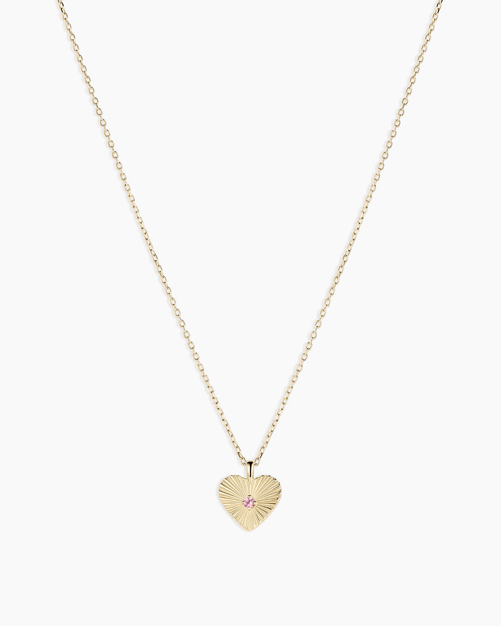 Pink Sapphire Vintage Heart Necklace || option::14K Solid Gold
