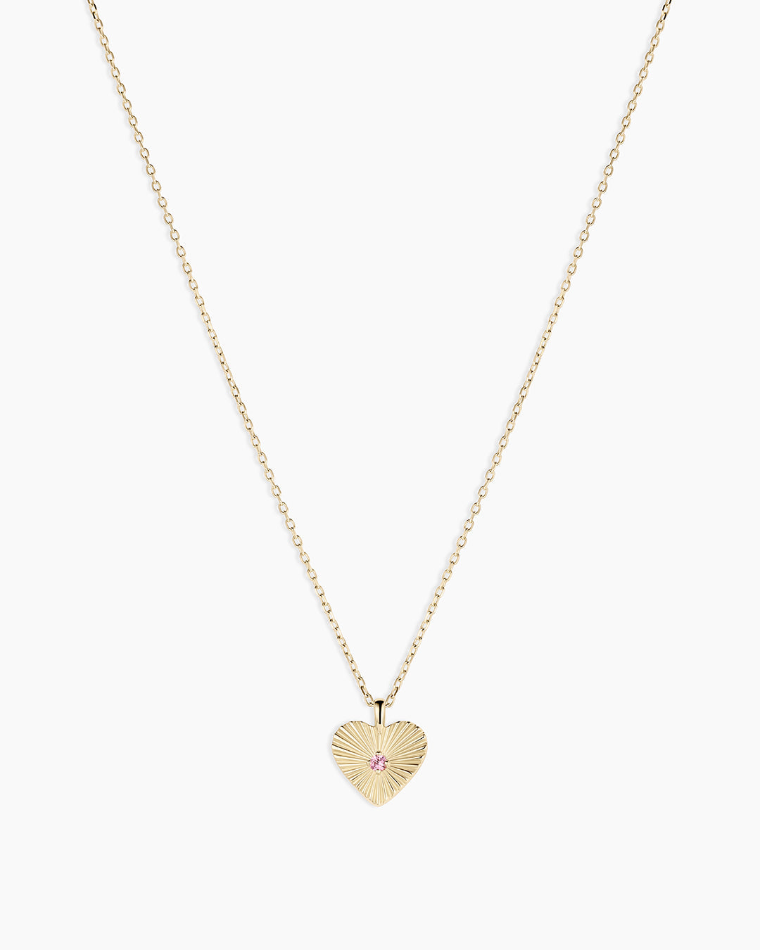 Pink Sapphire Vintage Heart Necklace || option::14K Solid Gold