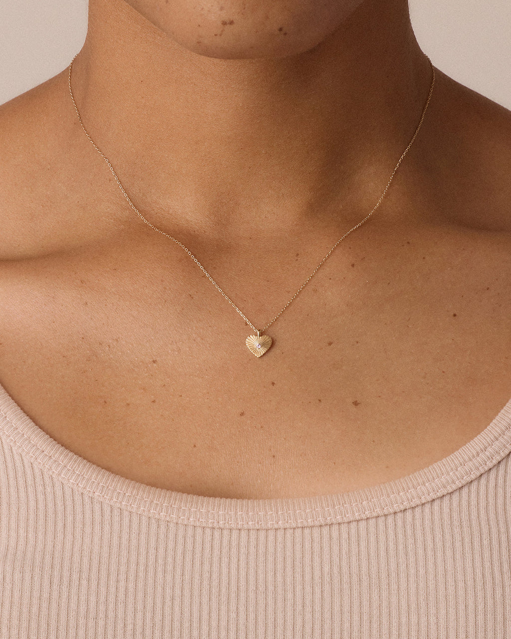 Pink Sapphire Vintage Heart Necklace || option::14K Solid Gold