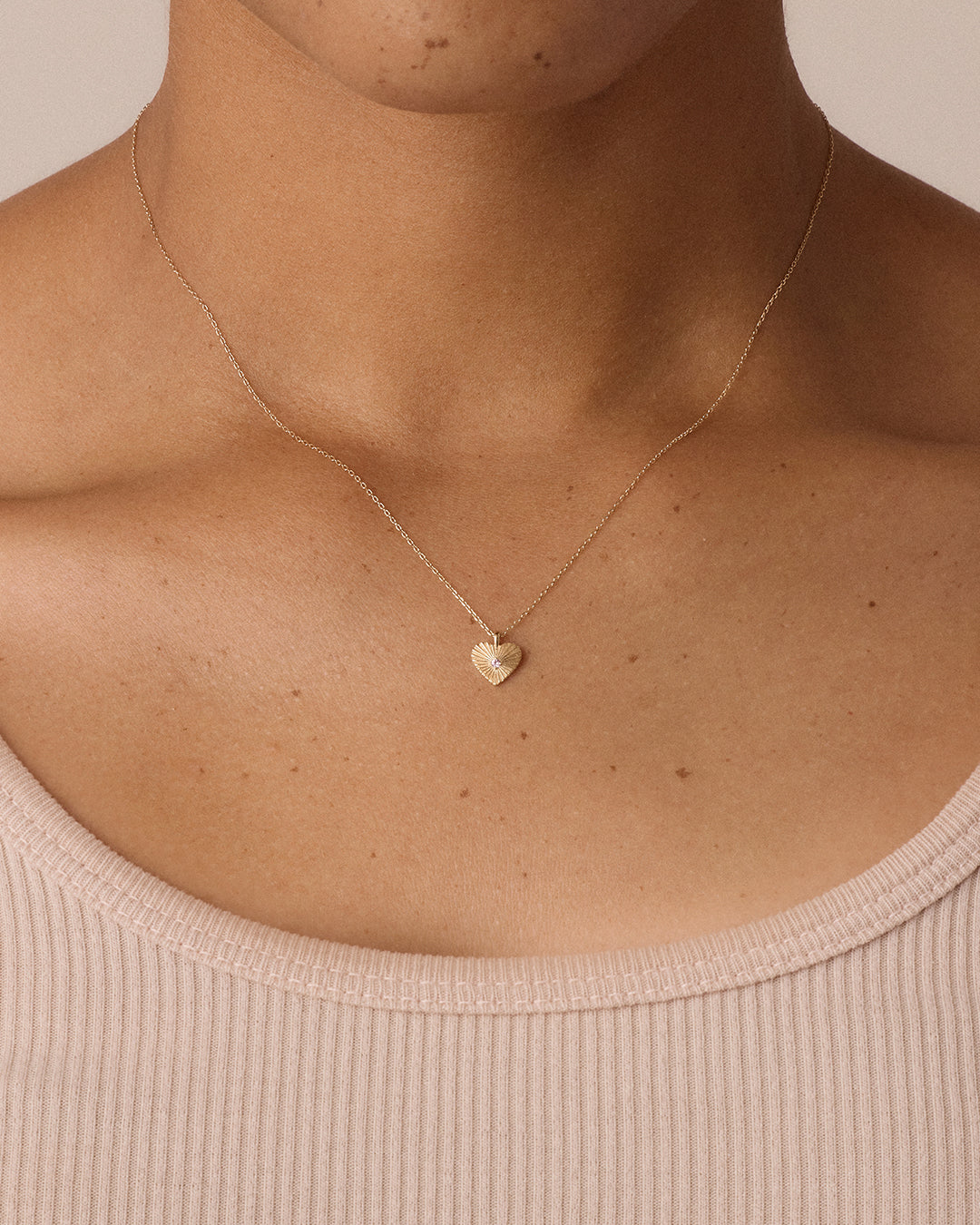 Pink Sapphire Vintage Heart Necklace || option::14K Solid Gold