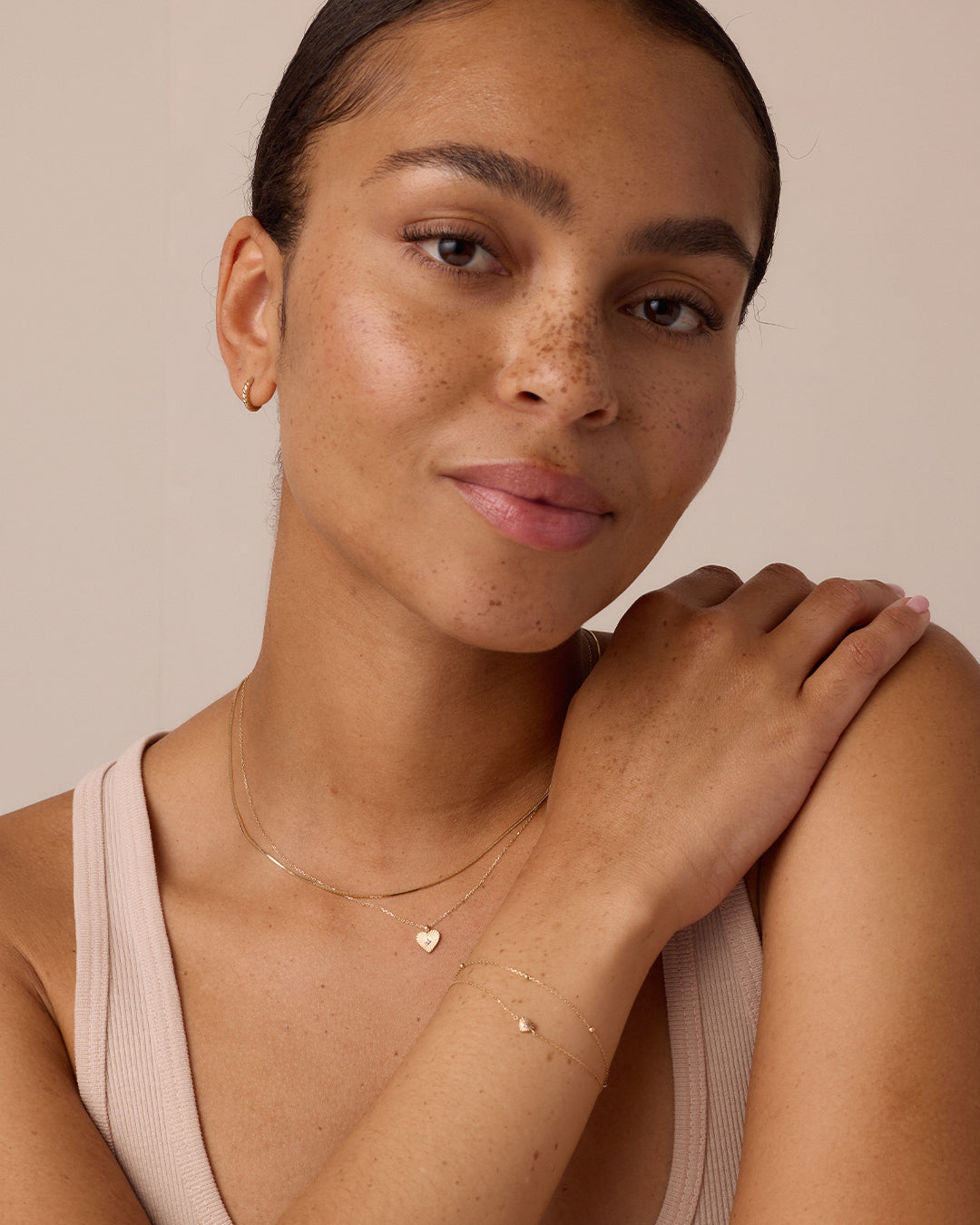 Pink Sapphire Vintage Heart Necklace || option::14K Solid Gold