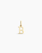 Diamond Vintage Alphabet Charm || option::14K Solid Gold, B