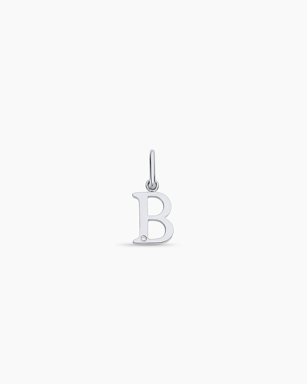 Diamond Vintage Alphabet Charm || option::14K Solid White Gold, B