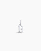 Diamond Vintage Alphabet Charm || option::14K Solid White Gold, B