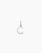 Diamond Vintage Alphabet Charm || option::14K Solid White Gold, C