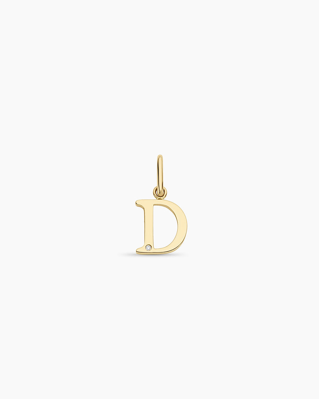 Diamond Vintage Alphabet Charm || option::14K Solid Gold, D