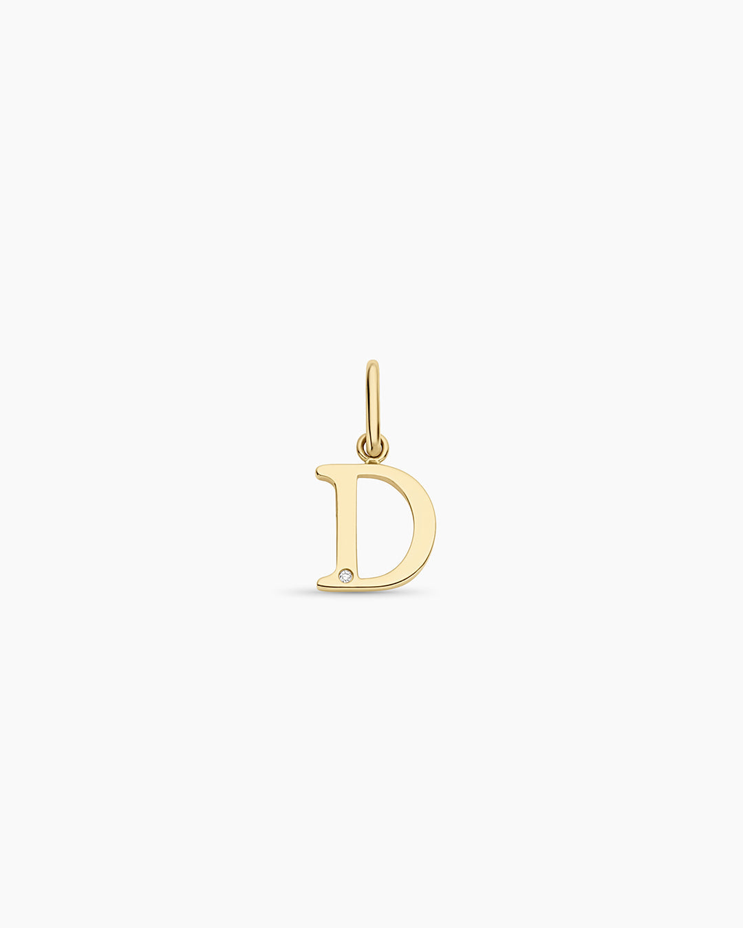 Diamond Vintage Alphabet Charm || option::14K Solid Gold, D