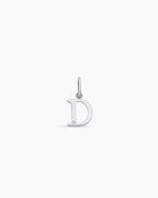 Diamond Vintage Alphabet Charm || option::14K Solid White Gold, D