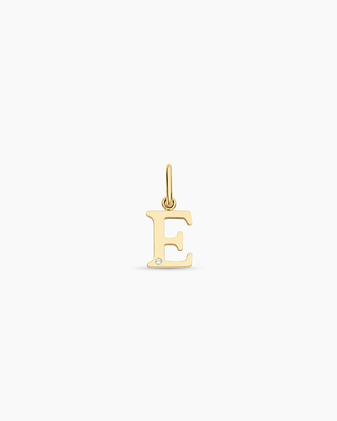 Diamond Vintage Alphabet Charm || option::14K Solid Gold, E