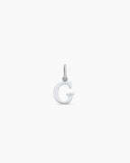 Diamond Vintage Alphabet Charm || option::14K Solid White Gold, G
