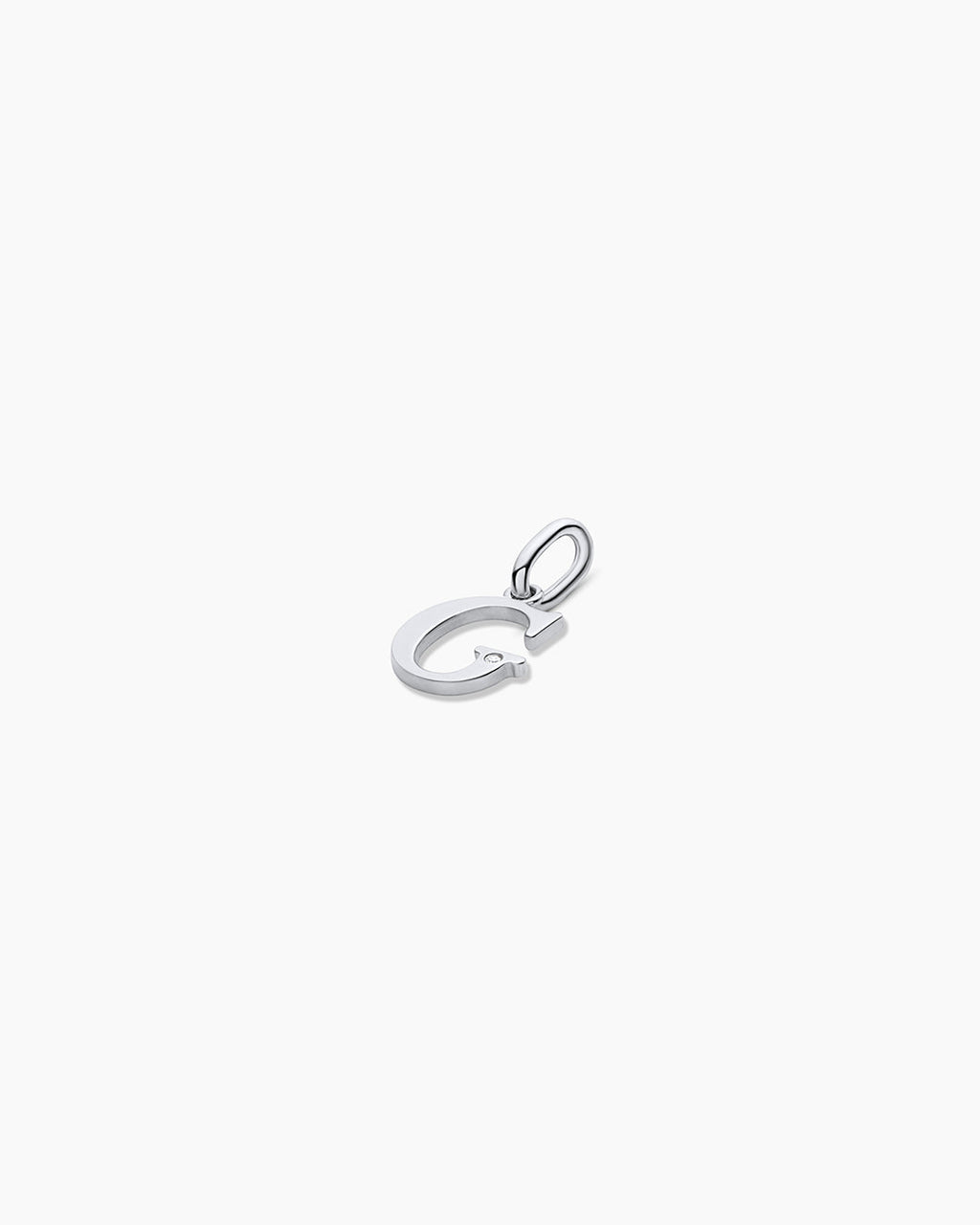 Diamond Vintage Alphabet Charm || option::14K Solid White Gold, G
