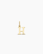 Diamond Vintage Alphabet Charm || option::14K Solid Gold, H