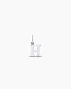 Diamond Vintage Alphabet Charm || option::14K Solid White Gold, H