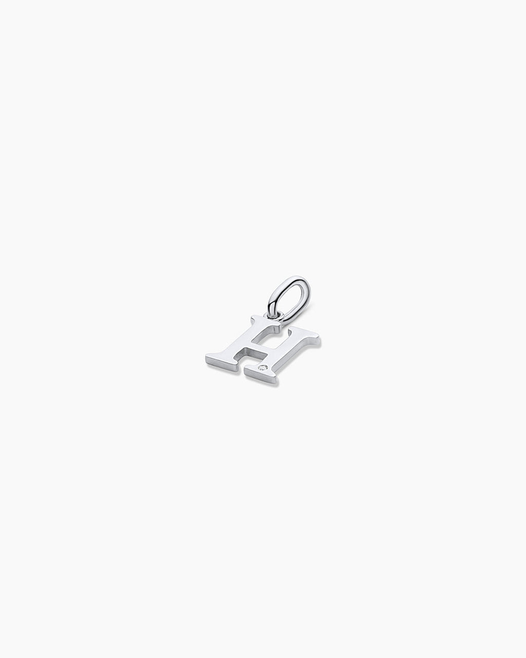 Diamond Vintage Alphabet Charm || option::14K Solid White Gold, H