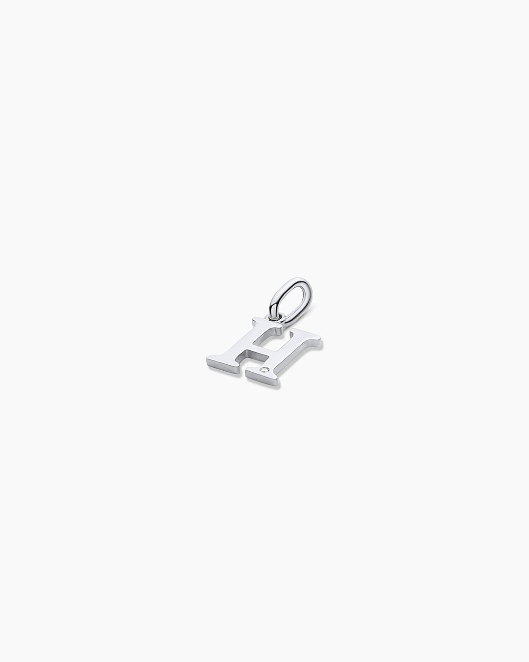 Diamond Vintage Alphabet Charm || option::14K Solid White Gold, H