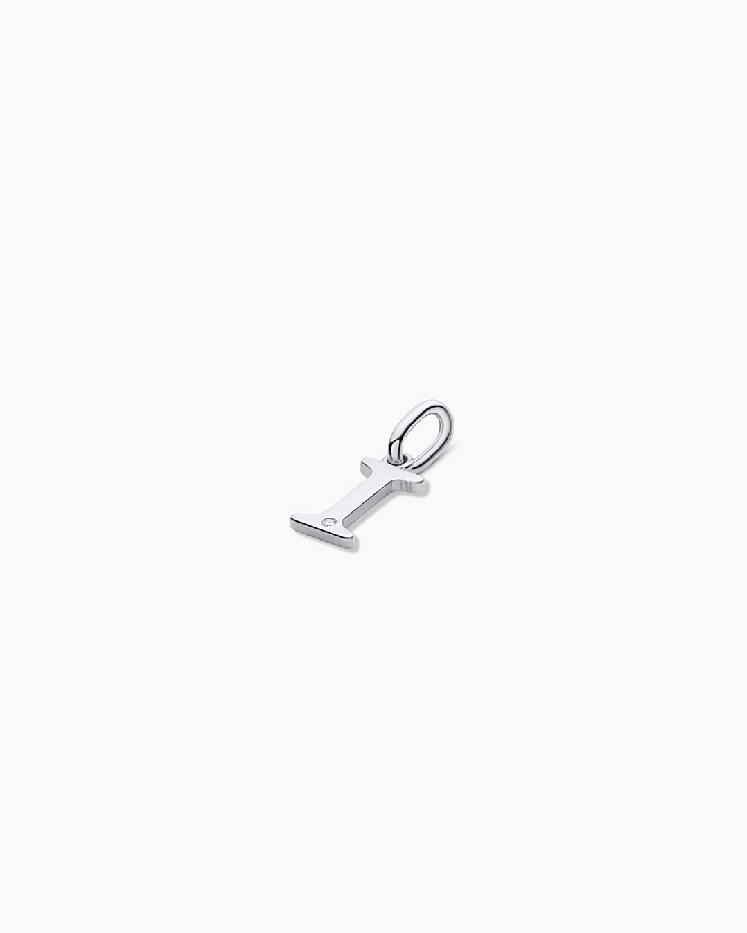 Diamond Vintage Alphabet Charm || option::14K Solid White Gold, I