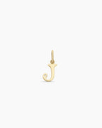Diamond Vintage Alphabet Charm || option::14K Solid Gold, J