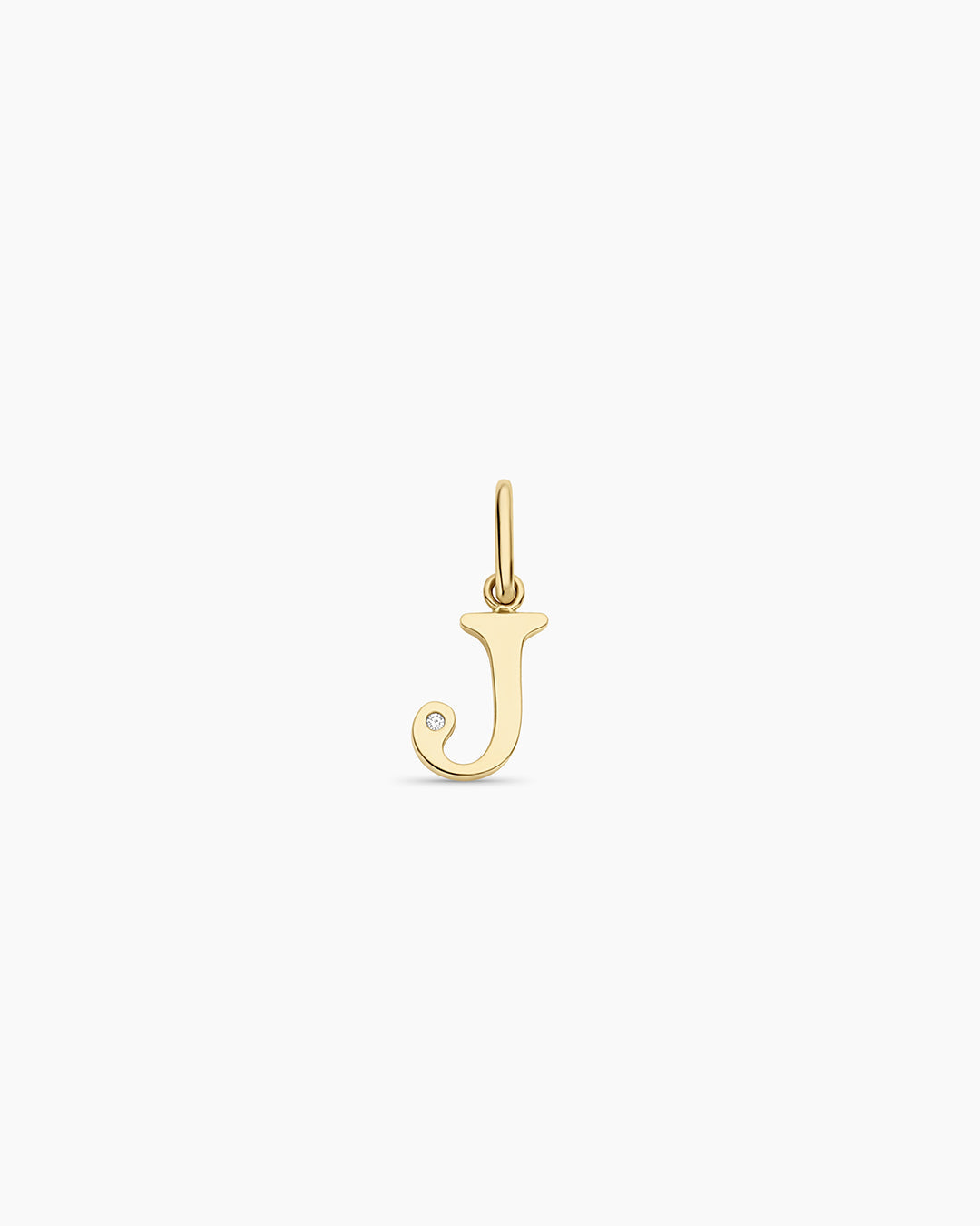 Diamond Vintage Alphabet Charm || option::14K Solid Gold, J