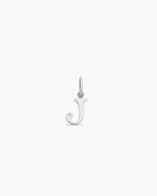 Diamond Vintage Alphabet Charm || option::14K Solid White Gold, J