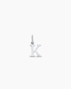 Diamond Vintage Alphabet Charm || option::14K Solid White Gold, K
