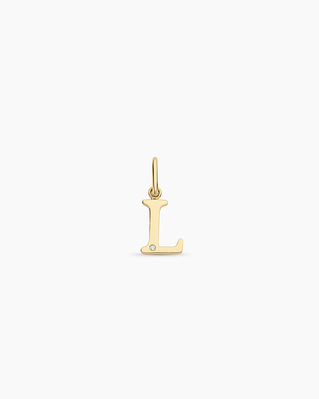 Diamond Vintage Alphabet Charm || option::14K Solid Gold, L