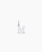 Diamond Vintage Alphabet Charm || option::14K Solid White Gold, M