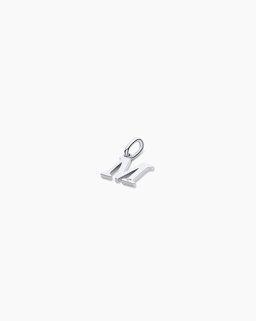 Diamond Vintage Alphabet Charm || option::14K Solid White Gold, M