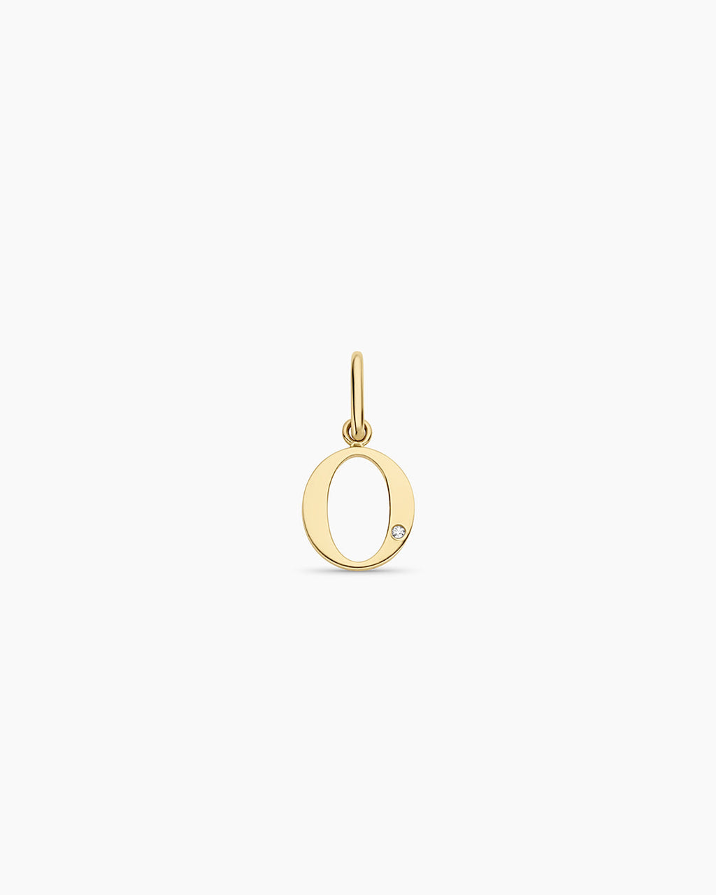 Diamond Vintage Alphabet Charm || option::14K Solid Gold, O