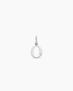 Diamond Vintage Alphabet Charm || option::14K Solid White Gold, O