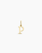 Diamond Vintage Alphabet Charm || option::14K Solid Gold, P