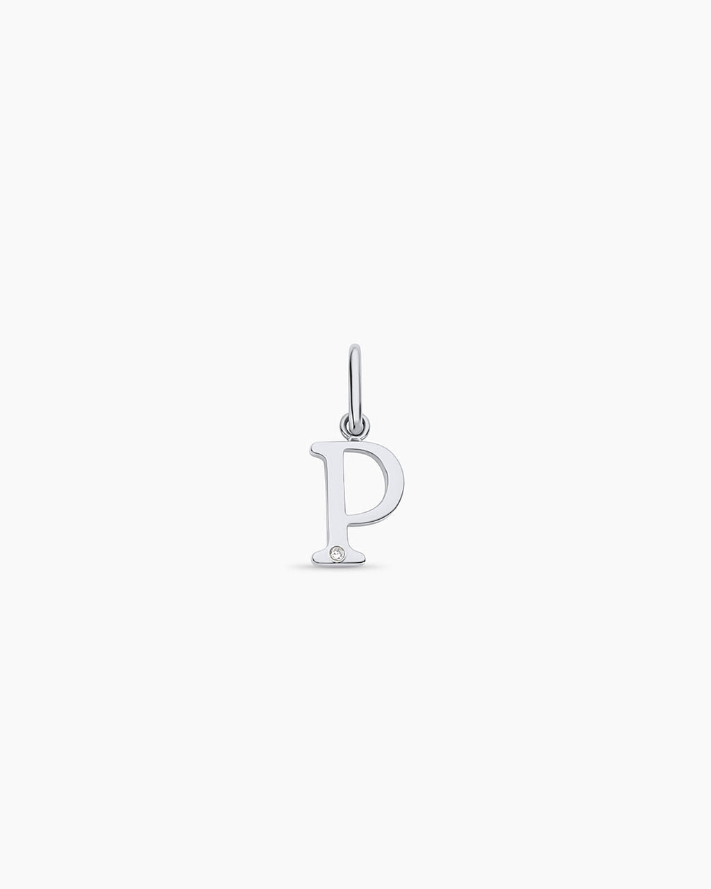 Diamond Vintage Alphabet Charm || option::14K Solid White Gold, P