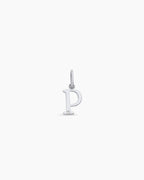 Diamond Vintage Alphabet Charm || option::14K Solid White Gold, P