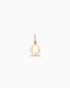 Diamond Vintage Alphabet Charm || option::14K Solid Gold, Q