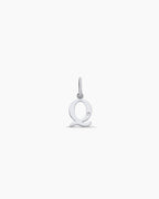 Diamond Vintage Alphabet Charm || option::14K Solid White Gold, Q