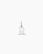 Diamond Vintage Alphabet Charm || option::14K Solid White Gold, R