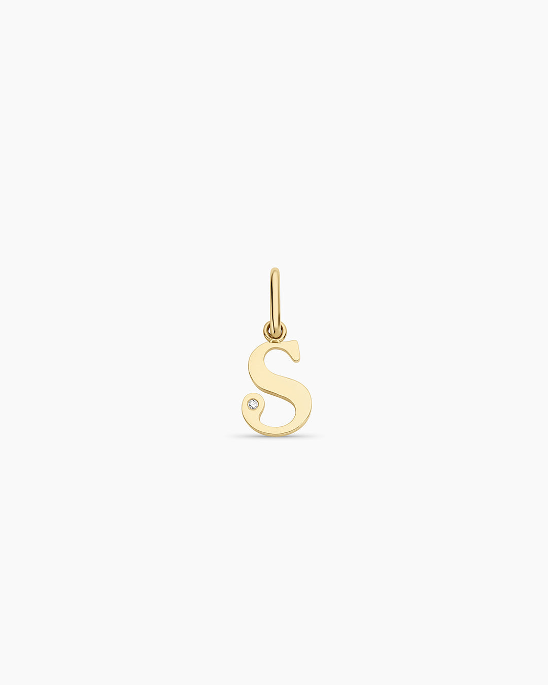 Diamond Vintage Alphabet Charm || option::14K Solid Gold, S