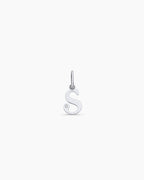 Diamond Vintage Alphabet Charm || option::14K Solid White Gold, S
