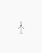 Diamond Vintage Alphabet Charm || option::14K Solid White Gold, T