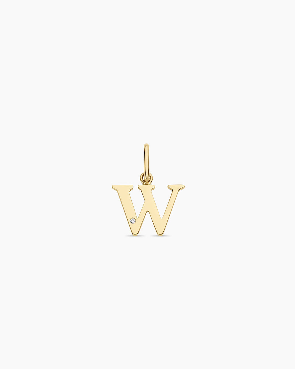 Diamond Vintage Alphabet Charm || option::14K Solid Gold, W