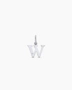 Diamond Vintage Alphabet Charm || option::14K Solid White Gold, W