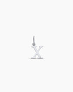 Diamond Vintage Alphabet Charm || option::14K Solid White Gold, X