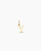 Diamond Vintage Alphabet Charm || option::14K Solid Gold, Y