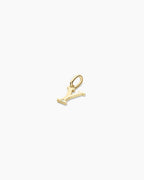 Diamond Vintage Alphabet Charm || option::14K Solid Gold, Y