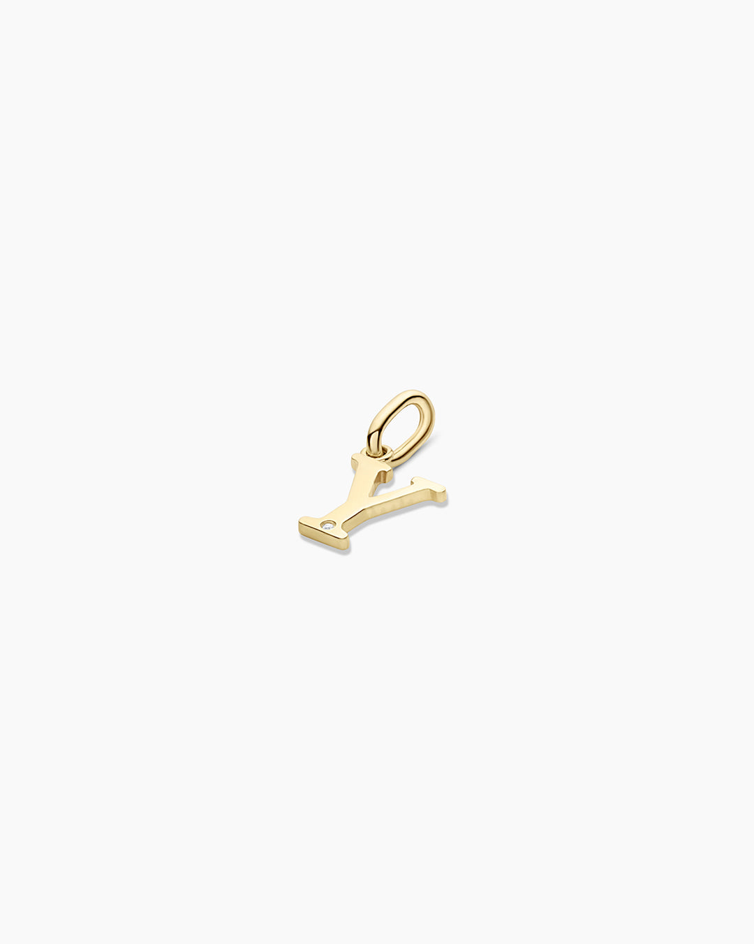 Diamond Vintage Alphabet Charm || option::14K Solid Gold, Y