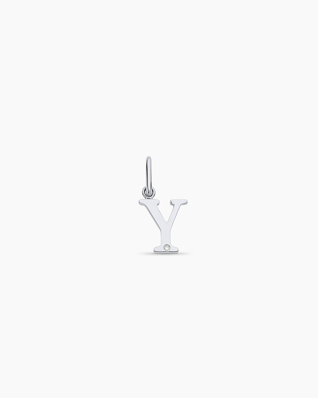 Diamond Vintage Alphabet Charm || option::14K Solid White Gold, Y