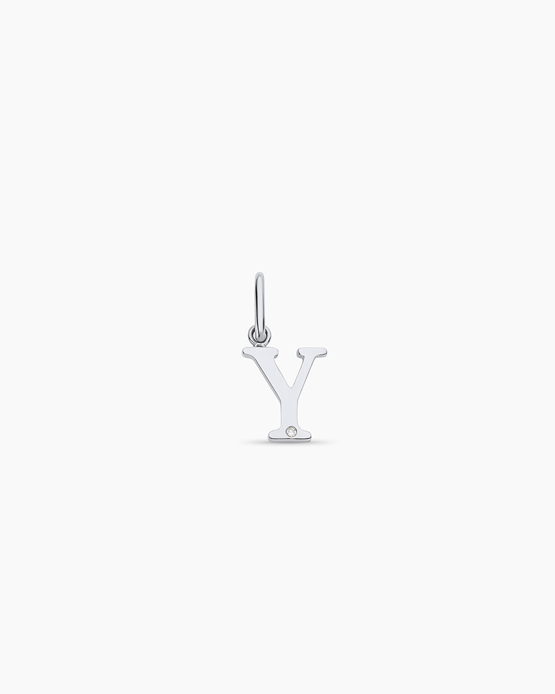 Diamond Vintage Alphabet Charm || option::14K Solid White Gold, Y