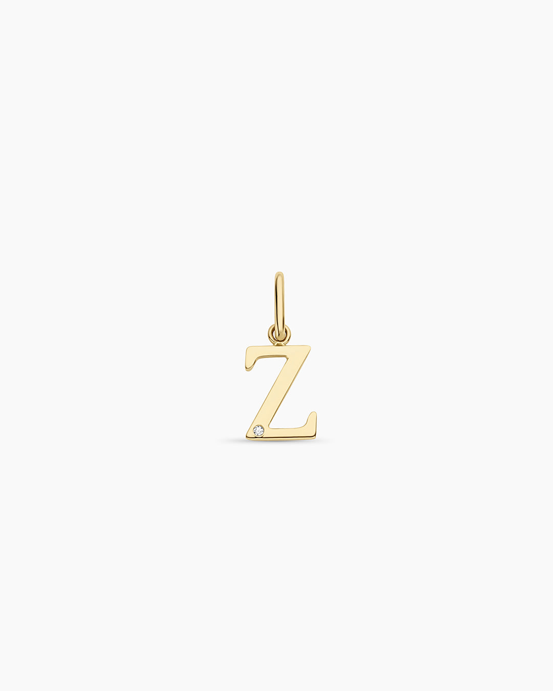 Diamond Vintage Alphabet Charm || option::14K Solid Gold, Z