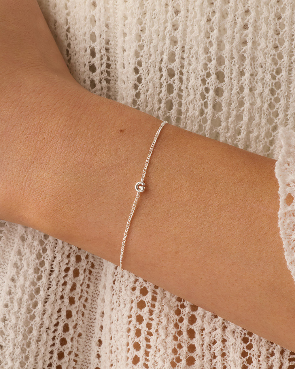 Wilder Mini Alphabet Bracelet || option:: Silver Plated, G