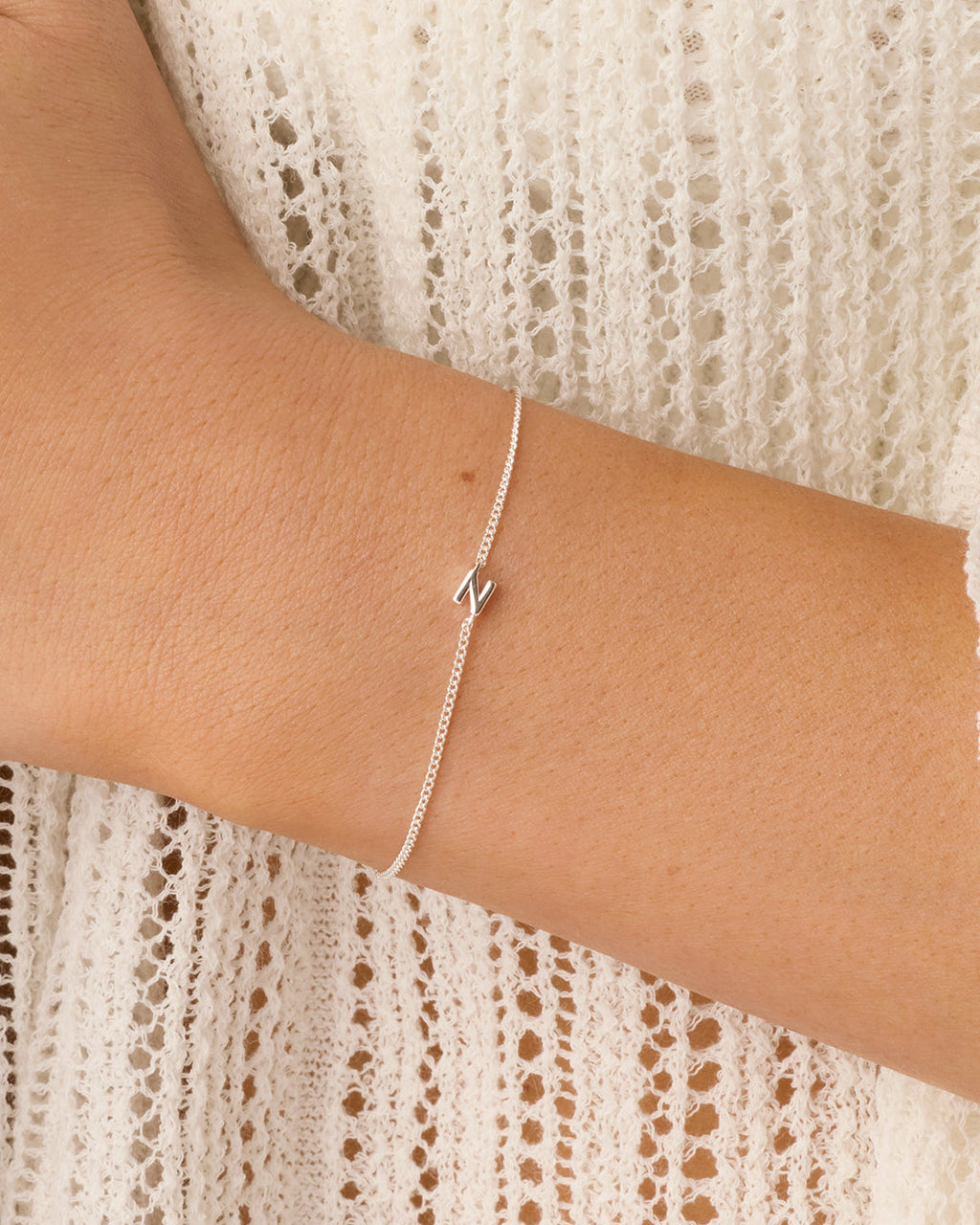Wilder Mini Alphabet Bracelet || option:: Silver Plated, N