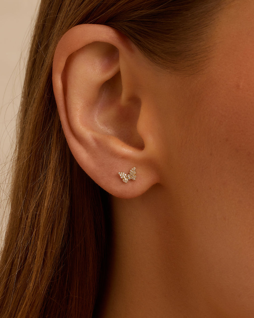 Diamond Butterfly Studs || option::14K Solid Gold